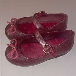 Mini Melissa Pink Glitter Kids Shoes with Bow